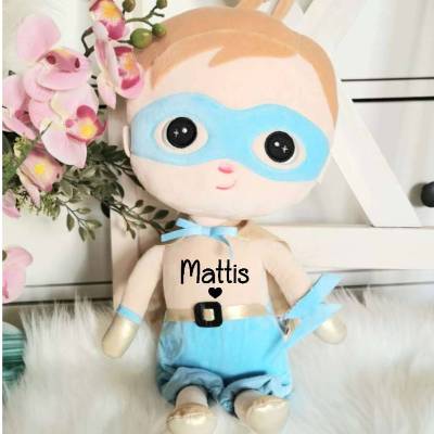 Plüschtier Superboy mit Name Jungen Kuscheltier Einschulung Stofftier Plüschtier Geschenk Baby Geb