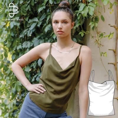 Oberteil mit Wasserfallausschnitt Schnittmuster PDF Download Top Trägertop