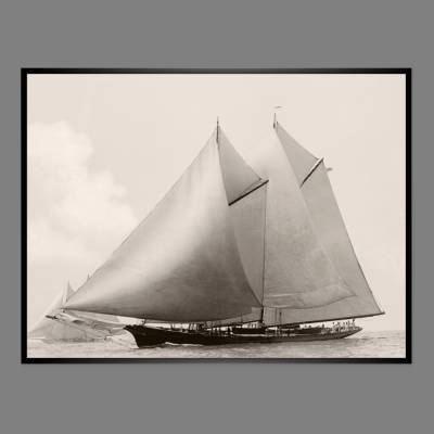 Schiffe Ramona Segeljacht 1895 KUNSTDRUCK Poster Fotografie s/w Vintage Bild - Segelboote - maritim - Segeln Nautik