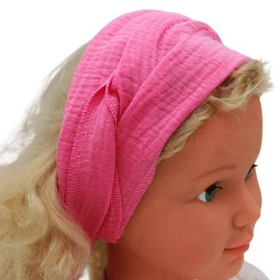 Haarband zum Binden aus Musselin 100 % Baumwolle (Bio) pink