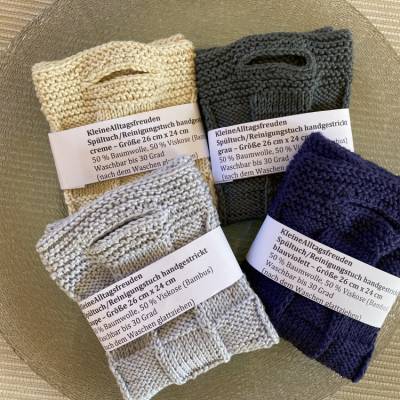 Spültuch/Reinigungstuch handgestrickt, Zero-Waste, Spültücher in verschiedenen Farben mit Wabenmuster, umweltfreundliche