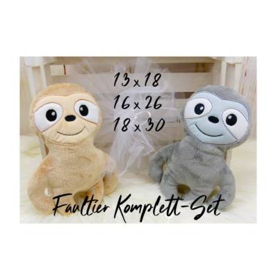 Stickdatei Faultier ITH in drei Größen, Tier, Kind, Kuscheltier, Anhänger, Schmusetier