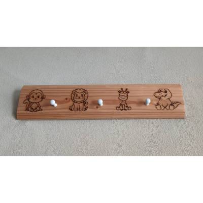 Kindergarderobe Holz Tiere Safari Garderobenleiste für das Kinderzimmer
