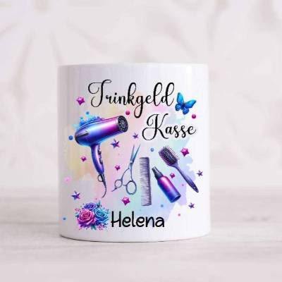 Spardose Trinkgeldkasse mit Name personalisiert Friseur Trinkgeld Geschenk Kollegin