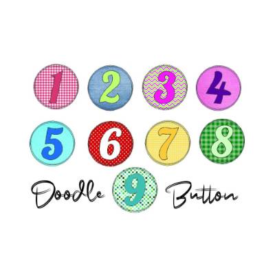 Stickdatei Zahlen Doodle Button - Rahmen ab 10 cm x 10 cm