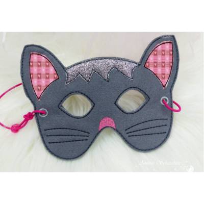 Stickdatei Maske Katze für den Rahmen ab 13 cm x 18 cm, Fasching, Party, Kind, Karneval
