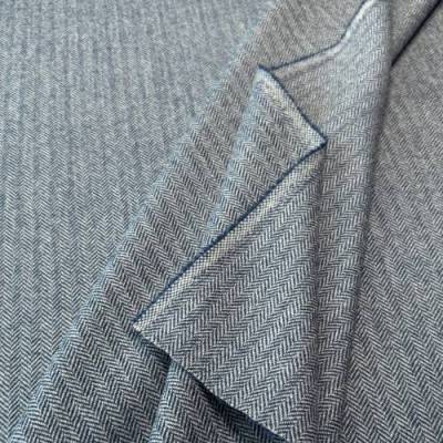 Fischgrät Tweed in Blau und Hellgrau - hochwertiger Schurwollstoff für Blazer, Jacken, Kostüme, Mäntel