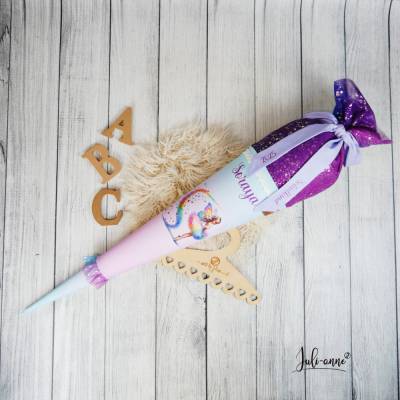 Schultüte Stoff Ballerina Fee Schmetterlinge Lila mint Rosa mit Tüll 70cm 85cm   *personalisierbar und mit Kisseninlet