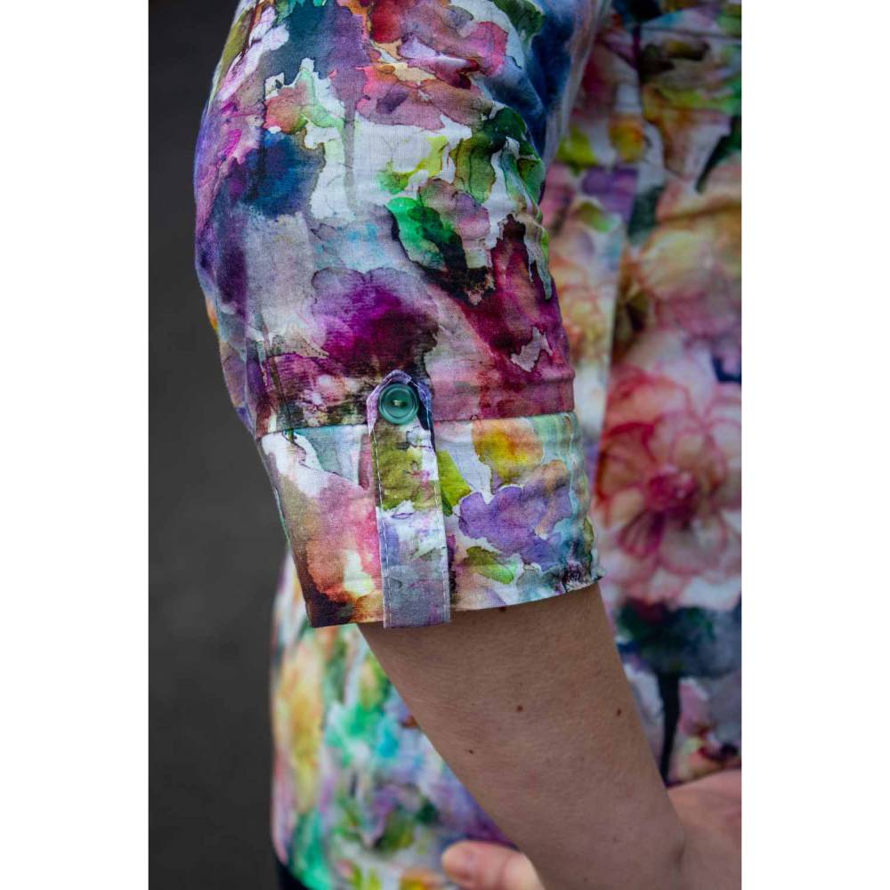 Schnittmuster Damen Bluse Größe 32 - 62 mit 3/4-Ärmel, halber Knopfleiste, Liegekragen Bild 3