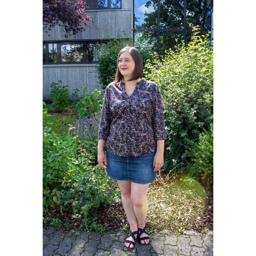 Schnittmuster Damen Bluse Größe 32 - 62 mit 3/4-Ärmel, halber Knopfleiste, Liegekragen Bild 4