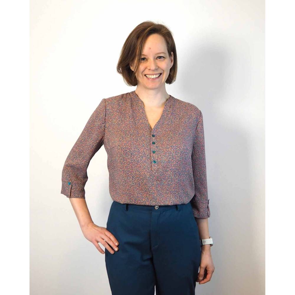 Schnittmuster Damen Bluse Größe 32 - 62 mit 3/4-Ärmel, halber Knopfleiste, Liegekragen Bild 8