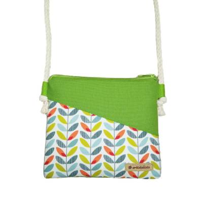 Schultertasche Retro Blatt |  Handmade Damen Canvastasche mit Kordel in zwei Größen