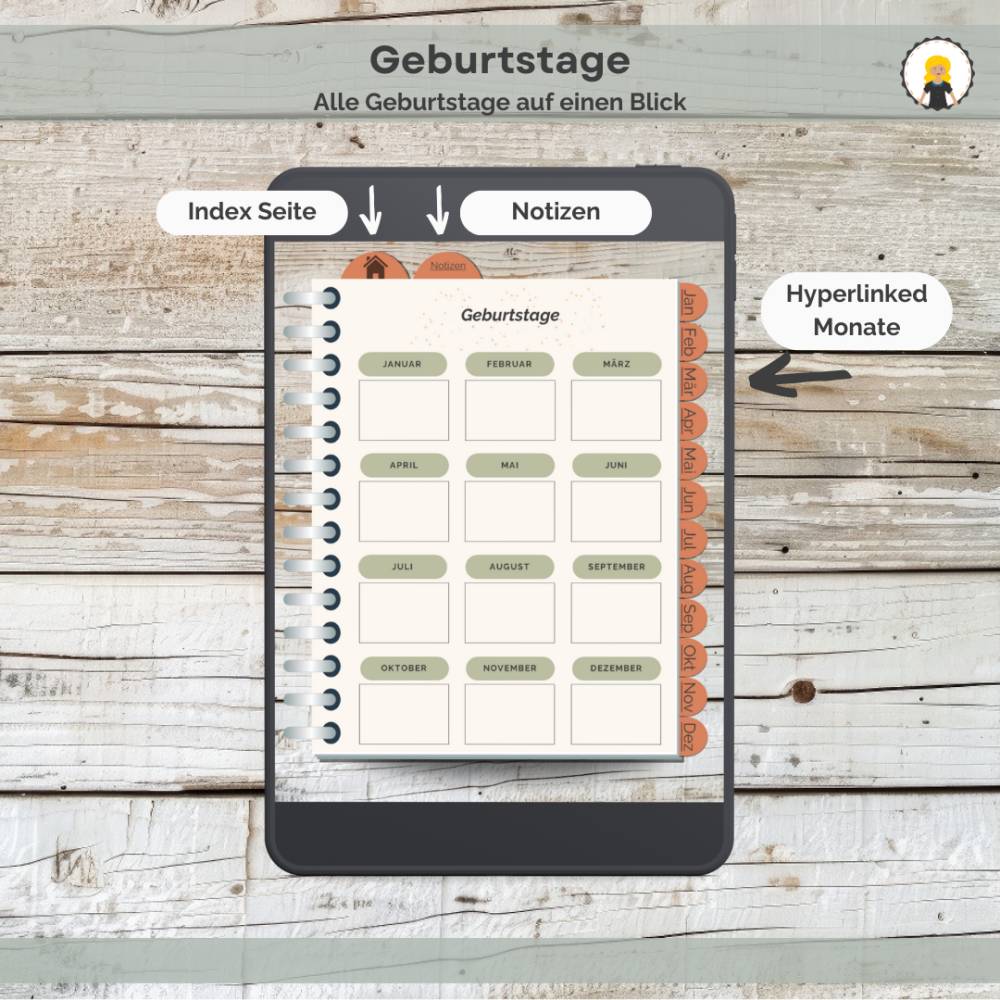 Undatierter digitaler Goodnotesplaner, Deutsch, Digitaler Planer, Digitaler Kalender, Boho, iPad Planer, Notability Bild 5