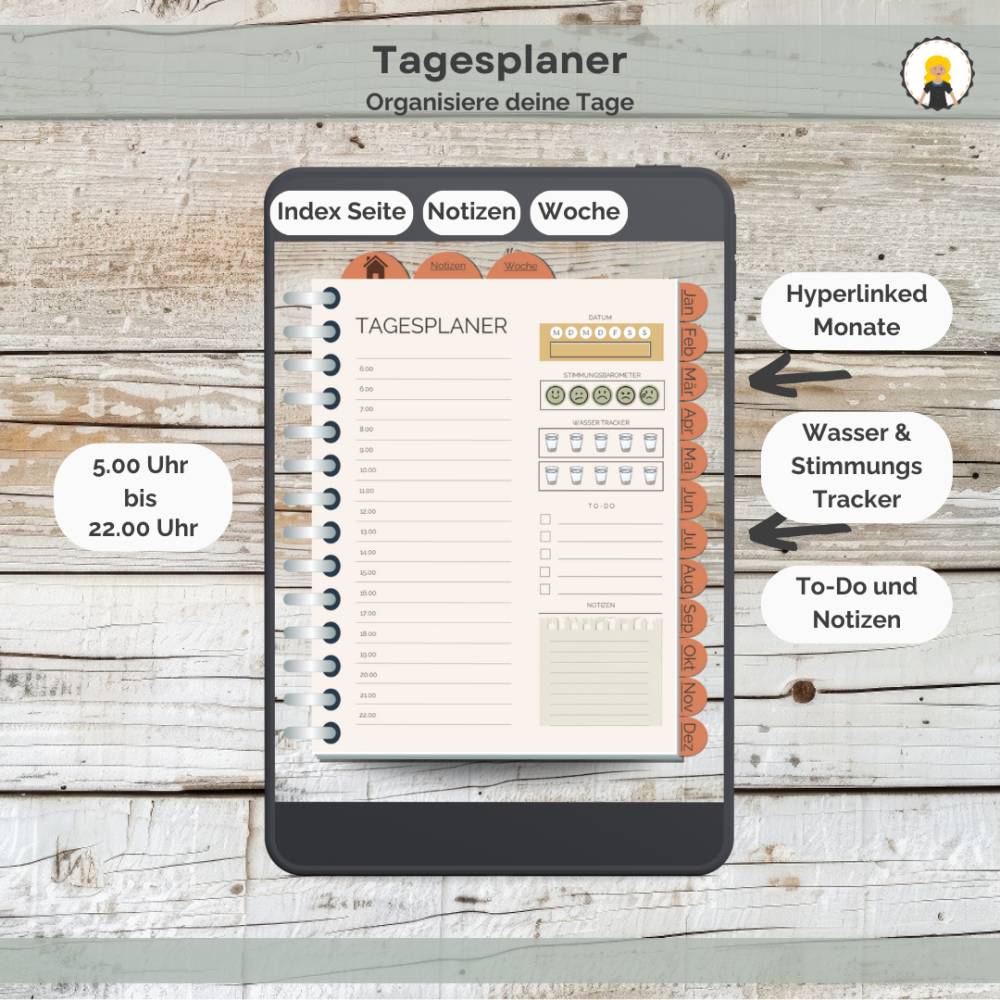 Undatierter digitaler Goodnotesplaner, Deutsch, Digitaler Planer, Digitaler Kalender, Boho, iPad Planer, Notability Bild 6