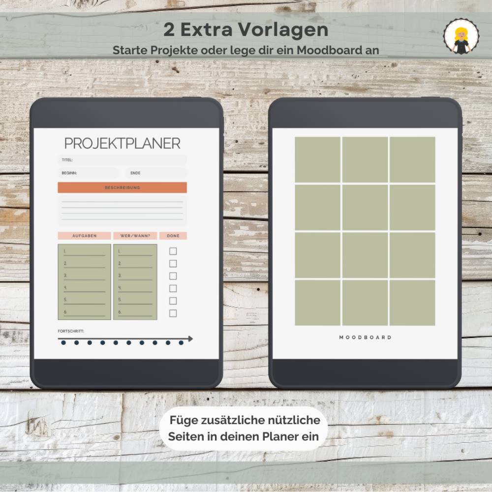 Undatierter digitaler Goodnotesplaner, Deutsch, Digitaler Planer, Digitaler Kalender, Boho, iPad Planer, Notability Bild 8