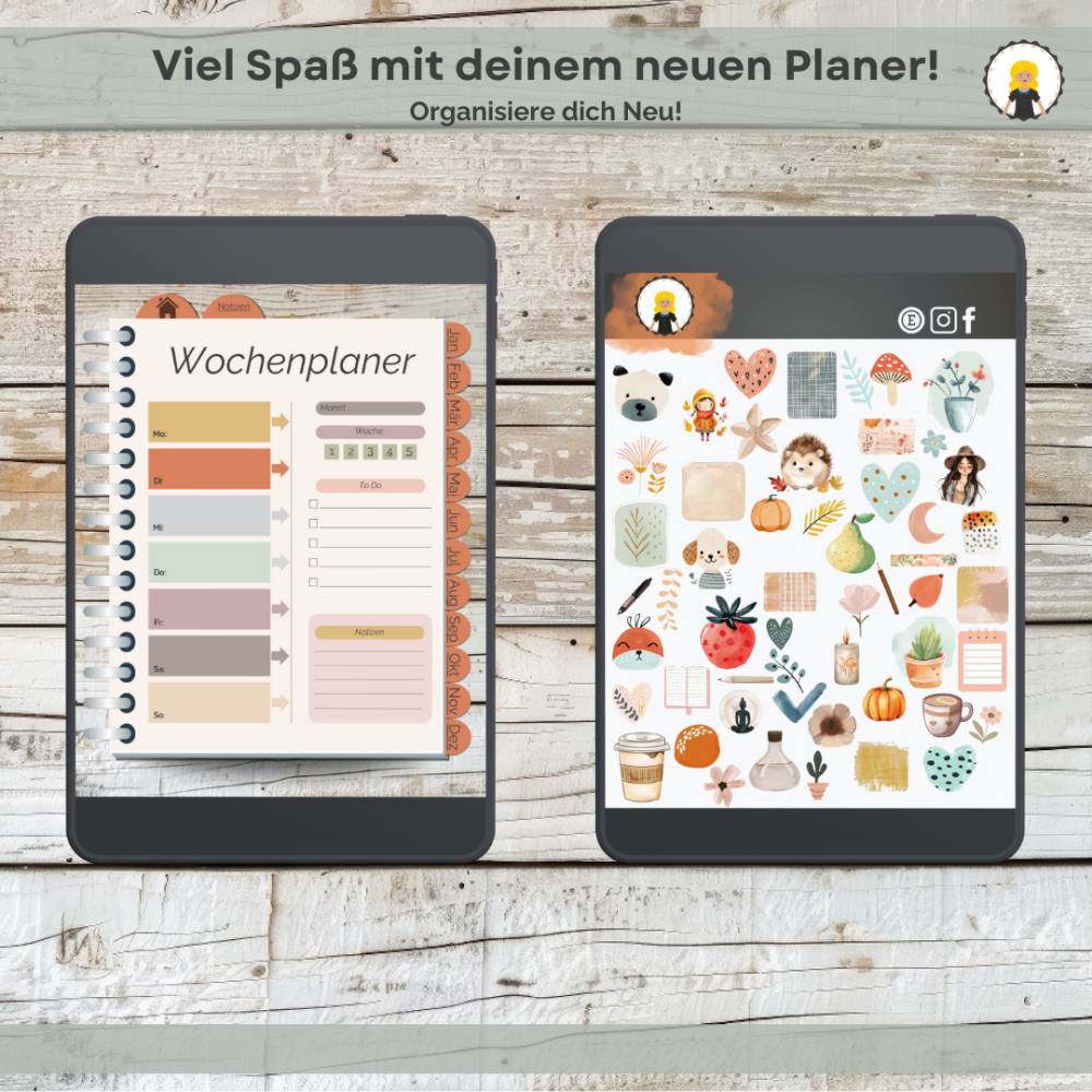 Undatierter digitaler Goodnotesplaner, Deutsch, Digitaler Planer, Digitaler Kalender, Boho, iPad Planer, Notability Bild 9