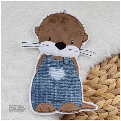 Applikation/Aufnäher/Bügelbild/Patches  'Otter mit Latzhose'