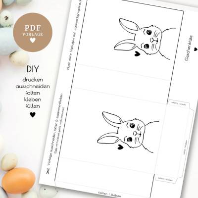 Geschenktüte mit Tütenklappe PDF Datei A4 "Ostern in der Tüte" | Druckvorlage 