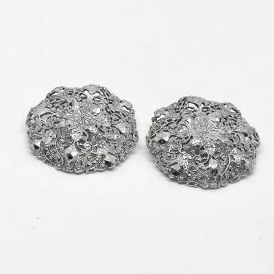 Knöpfe Filigran Silberfarbe hell Glitzernd zwei Stück für Kleidung Edel