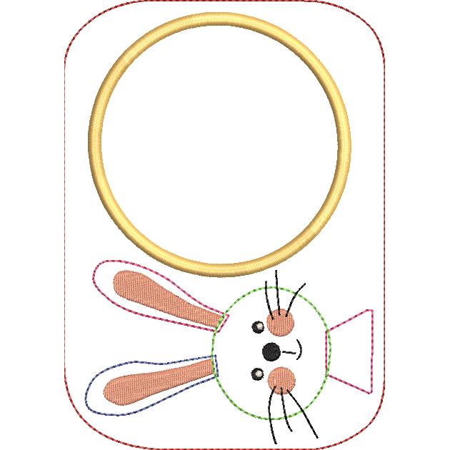 Stickdatei Mug Rug Hase ITH Tassenteppich Bild 2