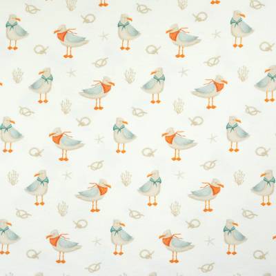 naturweisser Jersey mit Möwe Möwen Matrosen Knoten 50 x 150 cm Nähen Stoff ♕