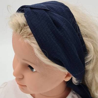 Haarband zum Binden aus Musselin 100 % Baumwolle (Bio) marineblau