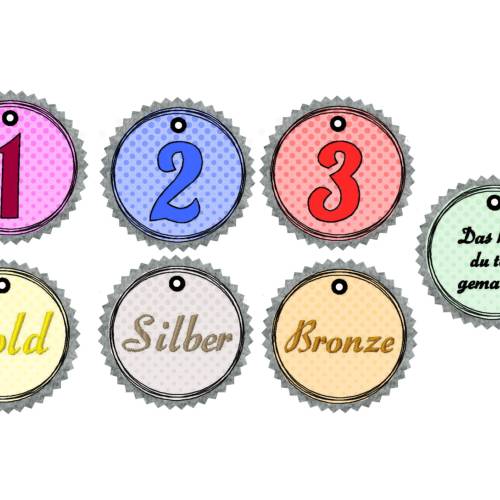 Stickdatei Medaillen - Rahmen ab 10 cm x 10 cm, Siegerehrung, Kind, Applikation, Party, Stickmuster
