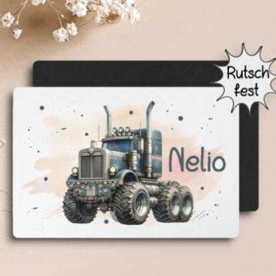 Tischset Truck Kinder personalisiert mit Name Platzset Platzdeckchen Geschenk Einschulung 