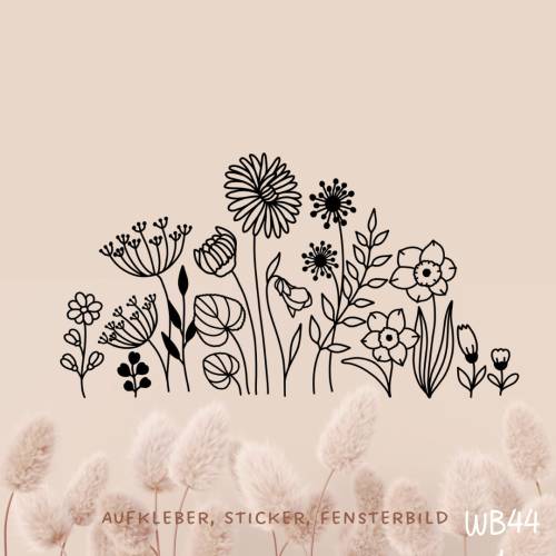 Fensterbild Aufkleber “Wildblumenwiese” – Einfarbige, ablösbare Fensterdekoration