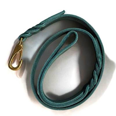 Hundeleine, Führleine aus Fettelder in der Farbe Petrol, einem Snapkarabiner aus Messing Länge ca. 1,00 m