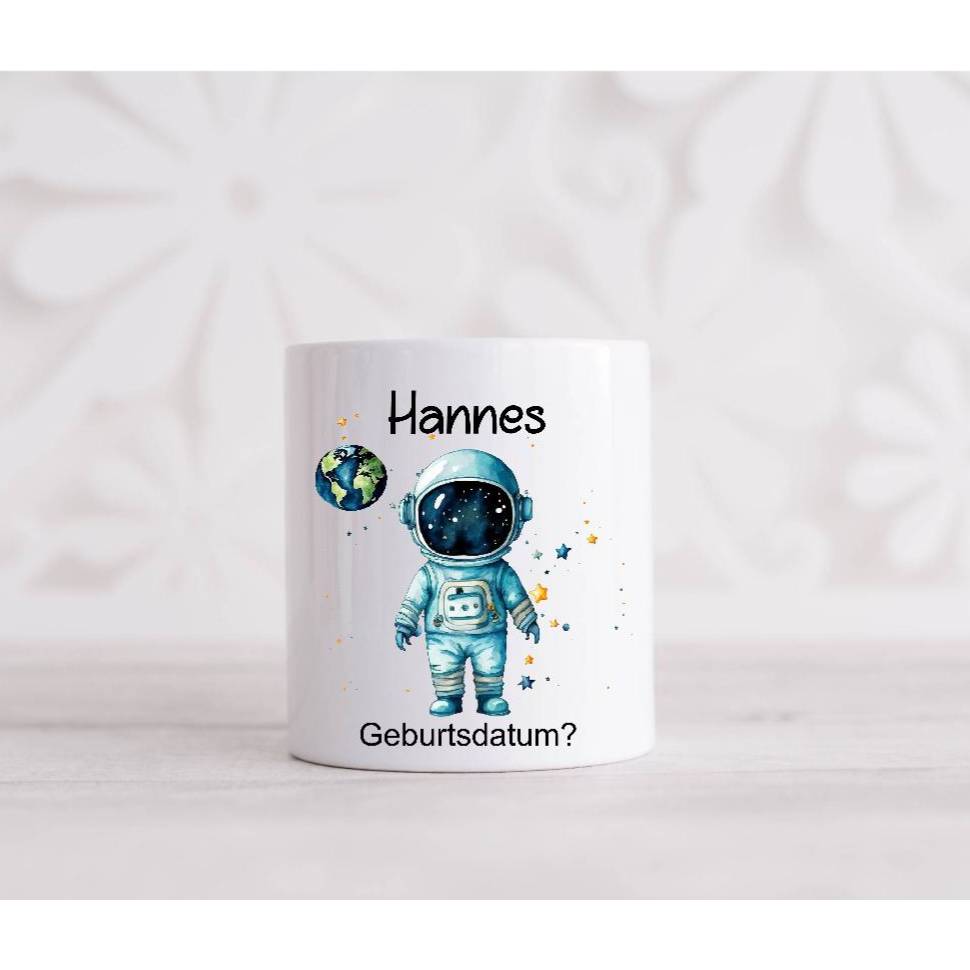 Kinder Spardose mit Namen personalisiert Astronaut Junge Sparbüchse Geschenk Einschulung Geburtstag