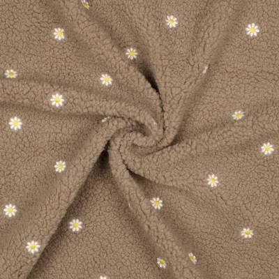 Teddystoff mit Blümchen beige | Meterware ab 0,5 m | Stoff | zum Selbermachen | DIY