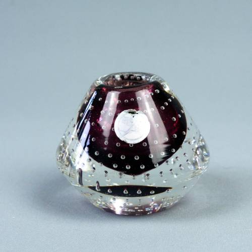Kerzenhalter, Kerzenständer aus Glas von Handcraft Japan, Mid-Century, 6 cm hoch, Durchmesser 7 cm
