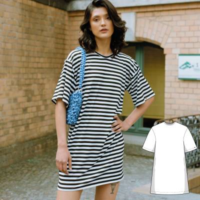 Oversized T-Shirt Kleid Schnittmuster PDF Download Jersey Kleid Sommerkleid Strandkleid