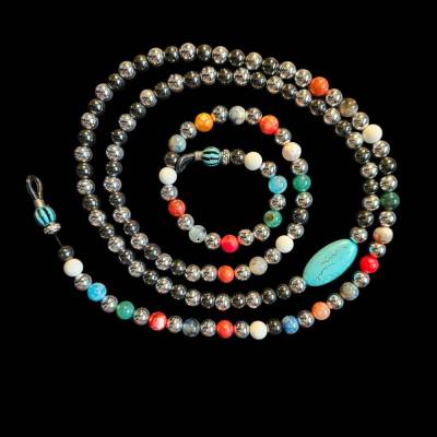 Brillenkette & Halskette in einem – Handgefertigte Multifunktionskette mit Halbedelsteinen (BRI 25)