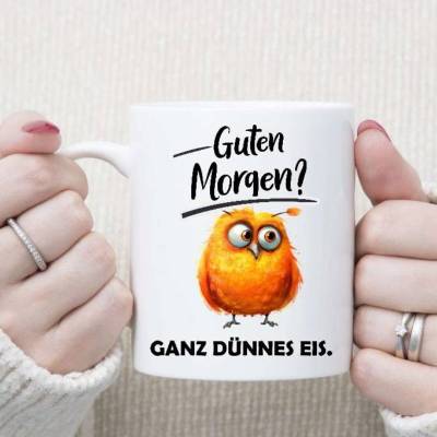 Tasse Lustig Witzig Sarkastisch Guten Morgen Keramik Emaille Geschenkidee 