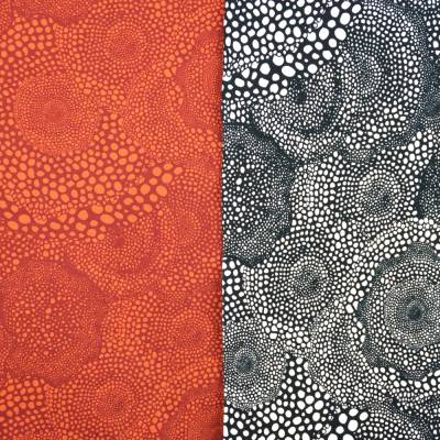 French Terry Mandala mit Punkten dotted schwarz ziegelrot 50 x 150cm Nähen ♕