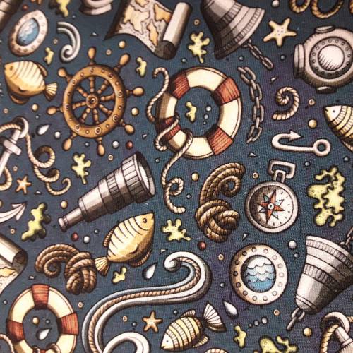 Jersey Maritim - 16,50 EUR/m - Anker - blau
