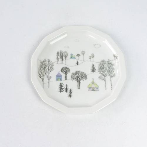 Rosenthal Künstlerteller, Weihnachtsteller 1986, mit Aufhängung, Porzellan Sammlung, 1970