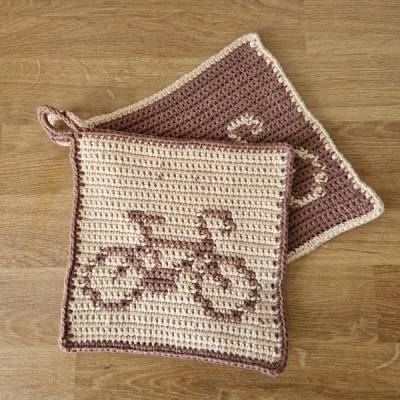 Häkelanleitung Topflappen "Fahrrad"