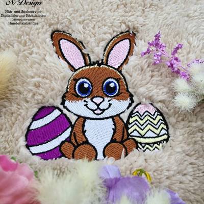 Stickdatei Osterhase als Vollstick und ITH