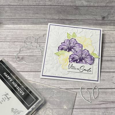 Grußkarte „You make me Smile“ Glückwunschkarte Geburtstagskarte Karte Hibiskus Blumen Handmade Stampin‘ Up! 