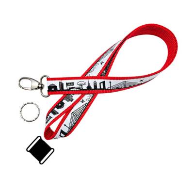 langes Düsseldorf Schlüsselband in 3 Längen, mit Ring o. Karabiner, div. Gurtbandfarben, + Namen, + SafetyClip