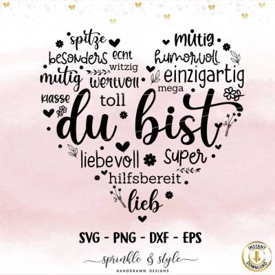 Plotterdatei Muttertag, Herz du bist svg Digistamp, Mama, Laserdatei, Cricut, Deutsche Sprüche, Oma Herz, Sublimation