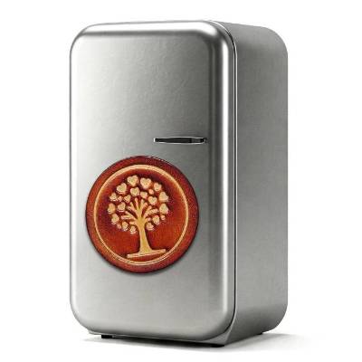 Leder Magnet Pin - Kühlschrankmagnet - OX Antique - Lovetree - Lebensbaum - Rund 60