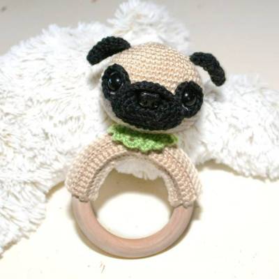 Mops - Rasselring, Greifring - Häkelanleitung