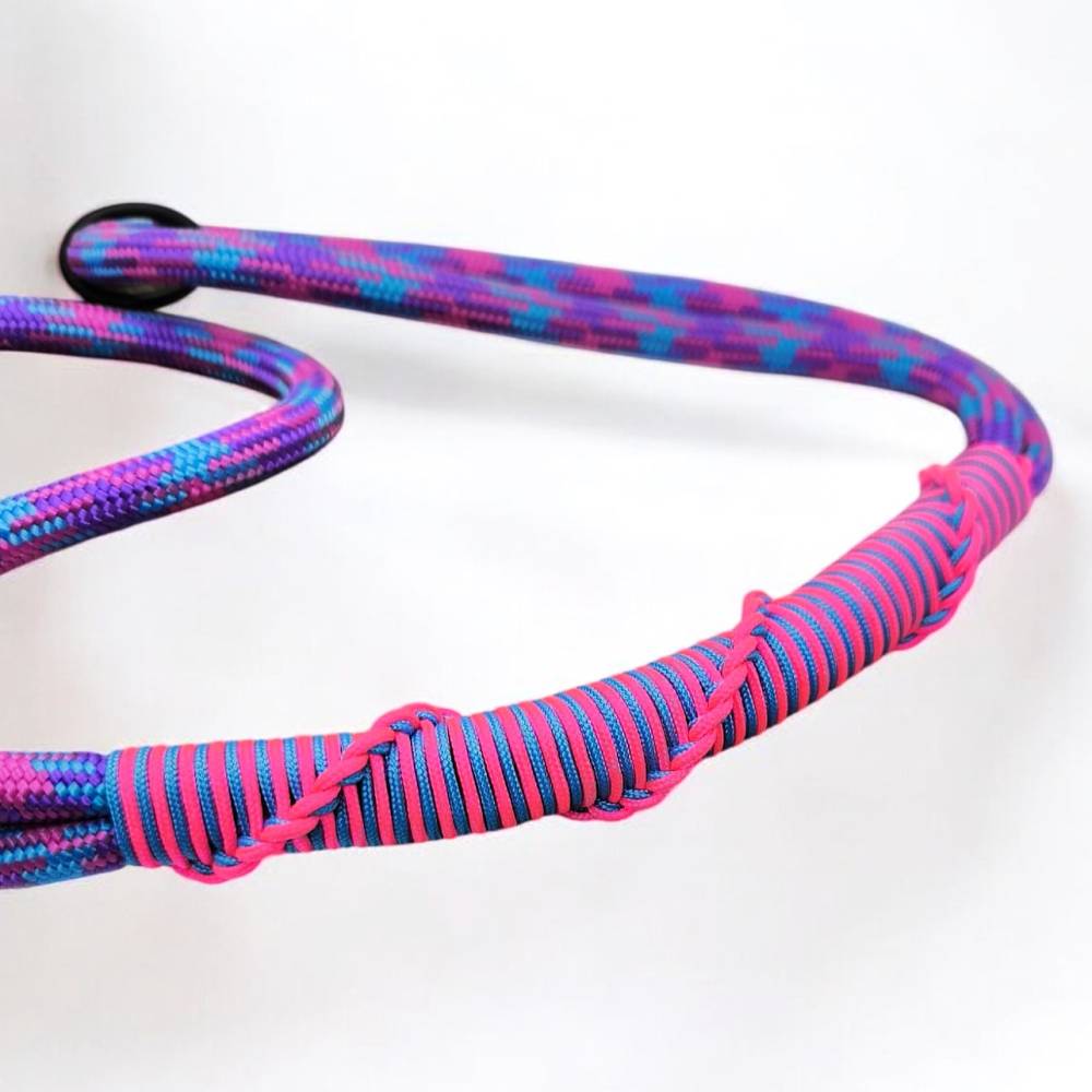 Leine fr Hunde aus Kletterseil in pink, lila, trkis mit Scherenkarabiner  in Regenbogenfarben Lnge ca. 1,13 m
