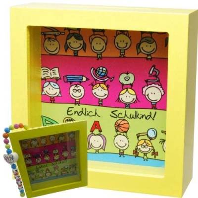 Personalisierte Bilderrahmen Spardose „Endlich Schulkind“ – Geschenk zur Einschulung