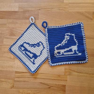 Häkelanleitung Topflappen "Schlittschuh"