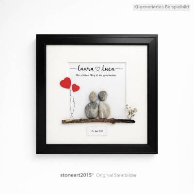 Steinbild "Der schönste Weg ist der gemeinsame" – Personalisiertes Hochzeitsgeschenk mit Namen